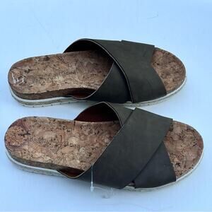 Adrienne Vittadini Women's Cork Cross Double  Strap  Pommery Sandals Sz 8.5